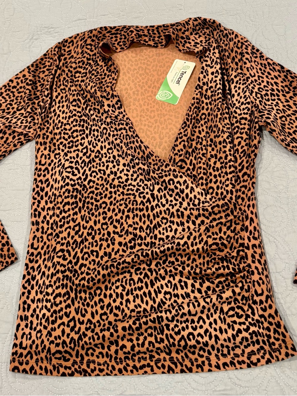 Lands' End Leopard Print Wrap-Style Top brown & Black NWT MP